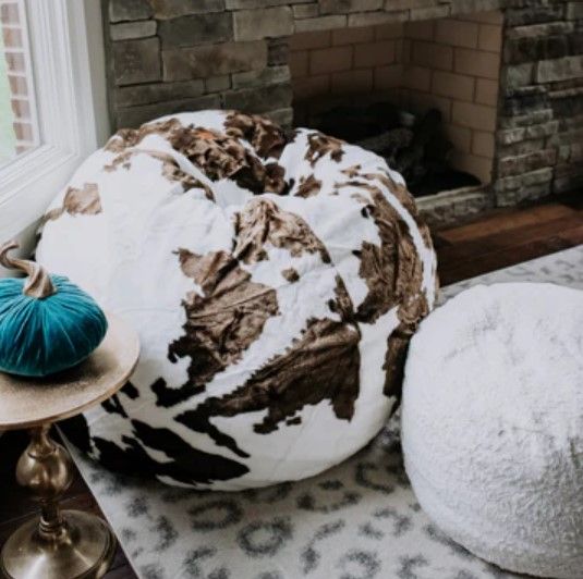CordaRoy's® Original Cow Faux Fur King Bean Bag Chair-3
