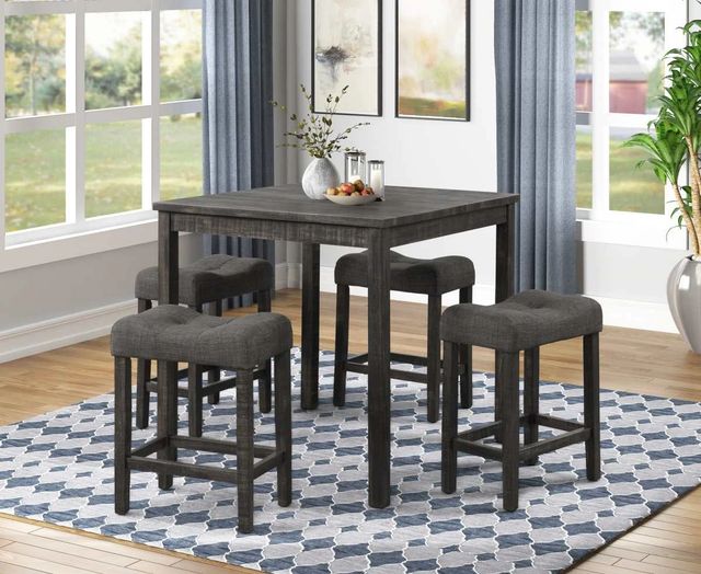 Brassex Inc. 5-Piece Dark Grey Counter Height Table and Stools Set-1