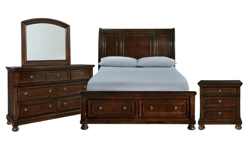 Millennium® Porter 4-Piece Rustic Brown Queen Storage Panel Bedroom Set ...