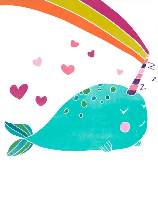 Classy Art Happy Narwals III by June Erica Vess Wall Art-1