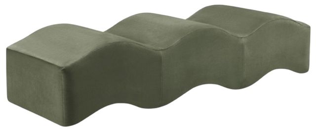 Meridian Furniture Wave Green Velvet Upholstered Bench-0