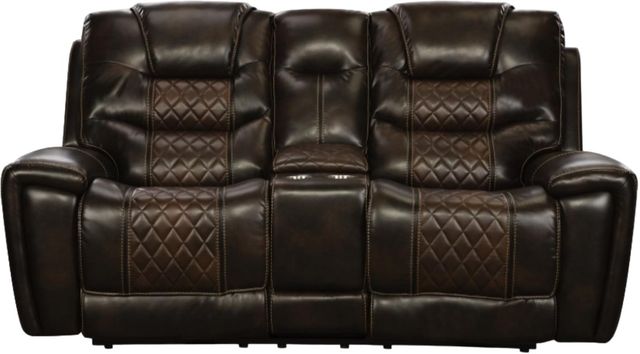 Corinthian Furniture Mcgregor Brown/Tobacco Manual Reclining Loveseat with Console-0