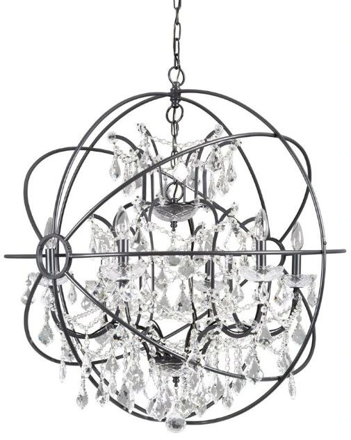 YHD Contessa Matte Black 7-Light Orb Chandelier-0
