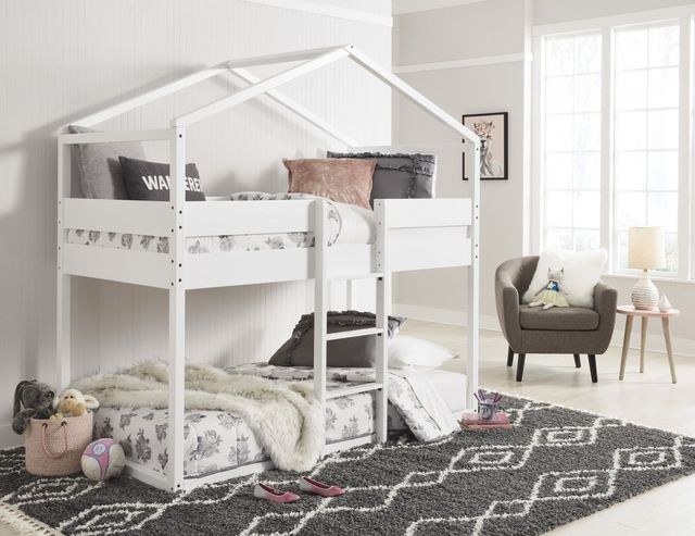 Signature Design by Ashley® Flannibrook White Twin/Twin House Loft Bed-2