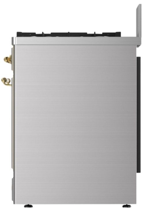 Ilve® Majestic III 30" Stainless Steel Pro Style Dual Fuel Liquid Propane Range with Solid Door and Brass Trim-3