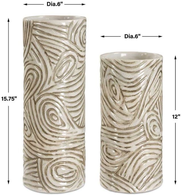 Uttermost® Timber 2-Piece Brown/White Swirl Vase Set-2
