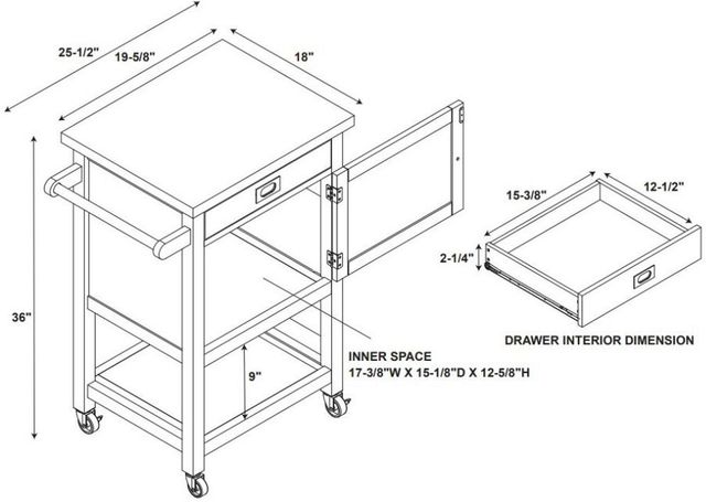 Linon Sydney Gray Apartment Cart-3