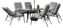 Furniture of America® Palma 7-Piece Black Glass/Steel Patio Set