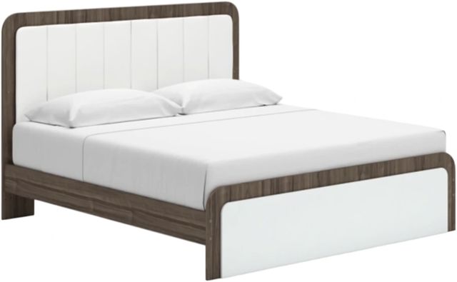 Signature Design by Ashley® Mazilar Brown/White King Upholstered Panel Bed-0
