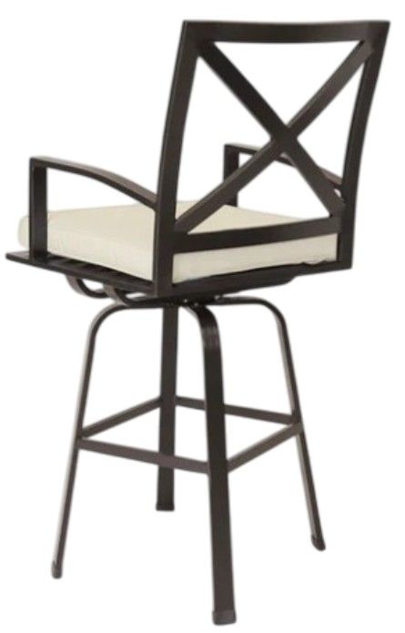 Sunset West La Jolla Espresso Aluminum Swivel Outdoor Bar Stool with Canvas Flax Cushion-2