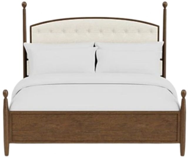 Riverside Furniture Calhoun Whiskey Oak King Upholstered Panel Bed-2