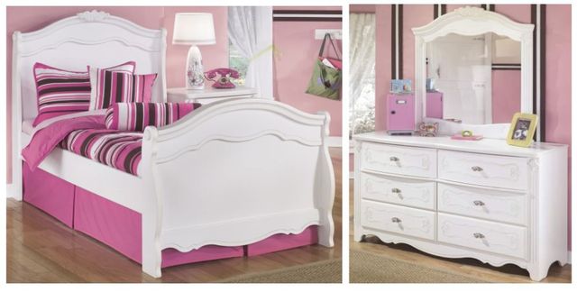 Signature Design by Ashley® Exquisite 3-Piece White Twin Sleigh Youth Headboard Bedroom Set-0