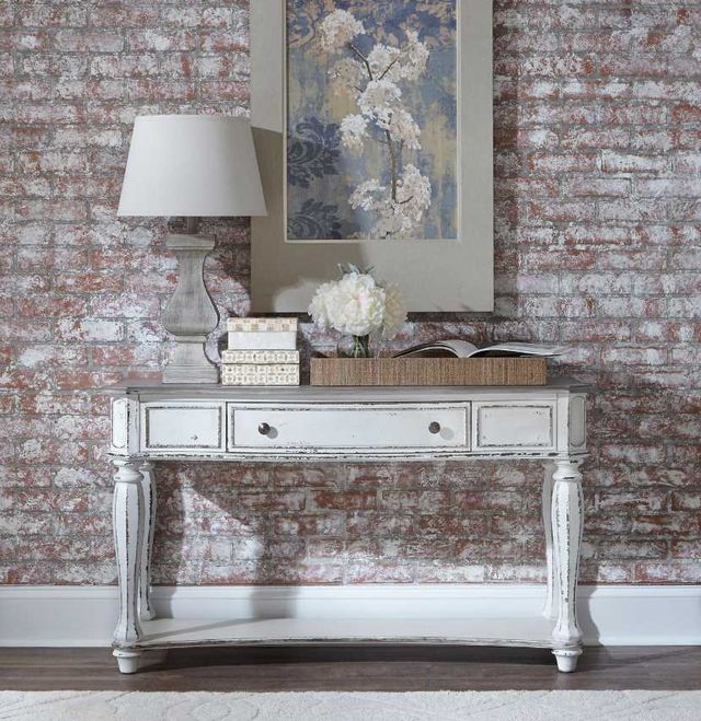 Liberty Furniture Magnolia Weathered Bark Sofa Table with  Antique White Base-1