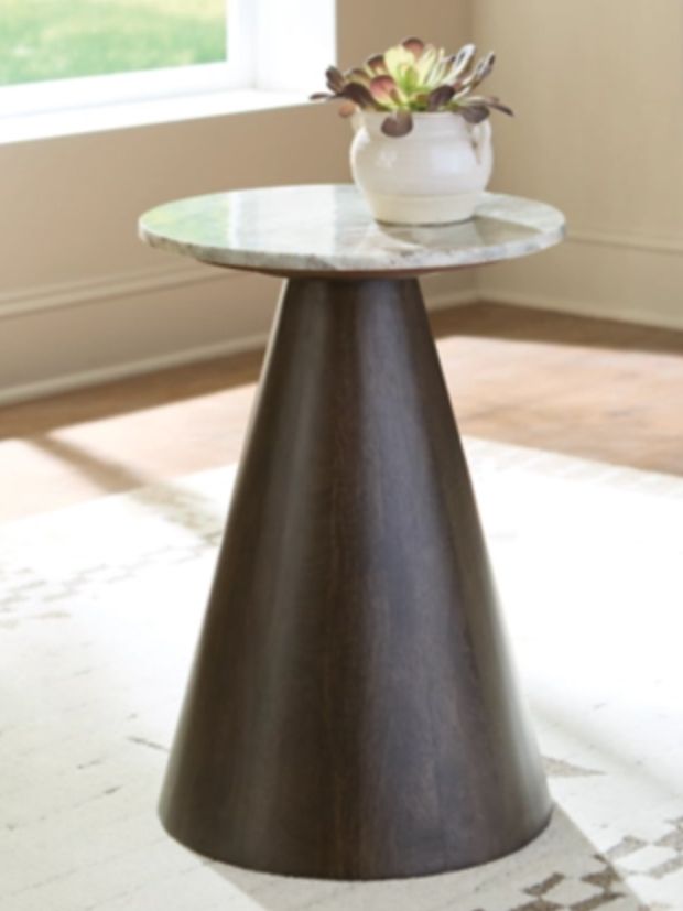 Signature Design by Ashley® Waltnor Marble Top End Table with Brown Base-2