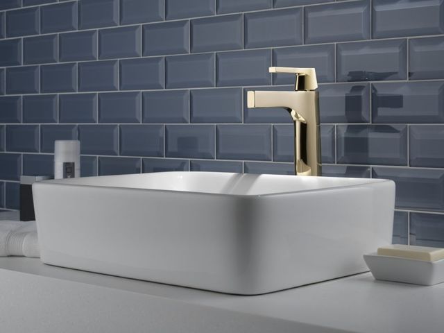 Delta Zura® Polished Nickel Single Handle Vessel Bathroom Faucet-1