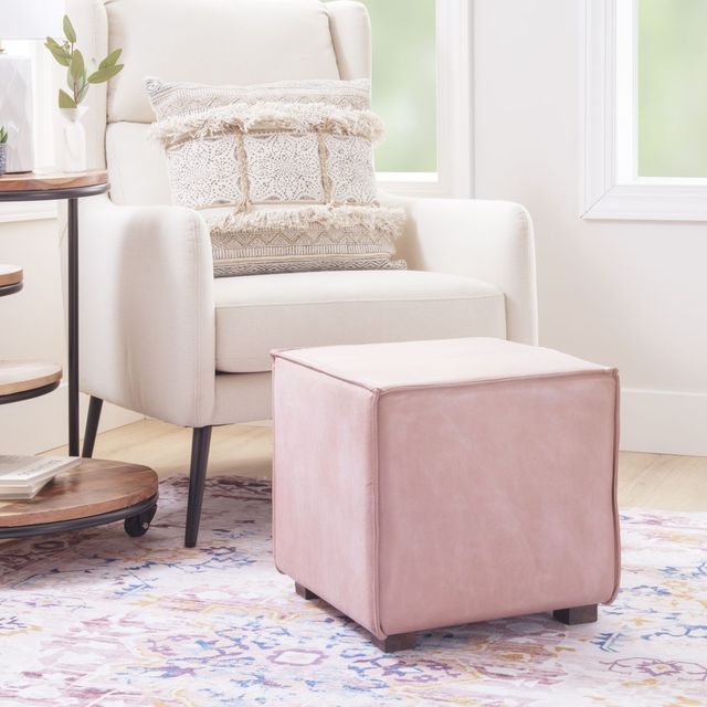 Powell® Decter Pink Leather Ottoman-4