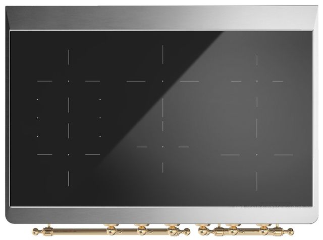 Ilve® Majestic III 40" Midnight Blue Pro Style Induction Range with Triple Glass Door and Brass Trim-3