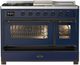 Ilve® Majestic III 48" Midnight Blue Pro Style Dual Fuel Liquid Propane Range with 5 Black Brass Burners and Burnished Trim-1