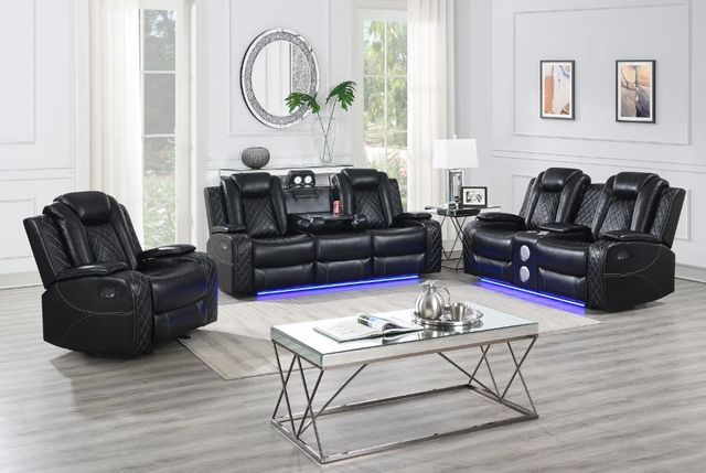 New Classic® Home Furnishings Orion II Black Dual Manual Reclining Sofa-1
