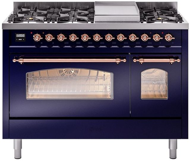Ilve® Nostalgie II Series 48" Midnight Blue Pro Style Dual Fuel Range-0