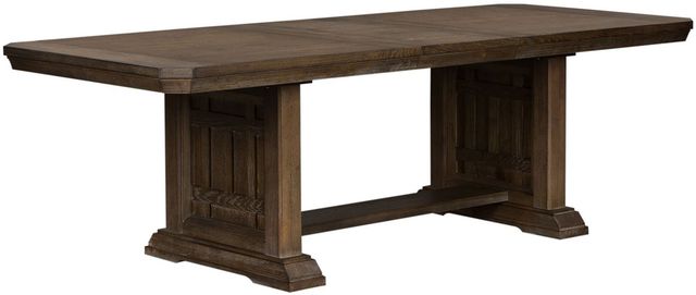 Liberty Furniture Artisan Prairie 5-Piece Aged Oak Trestle Table Set-1