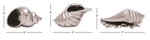 Deco Marche 3-Piece Silver Shell Sculpture Set-3