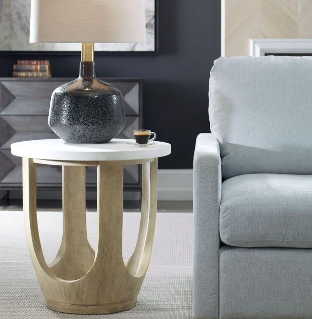Uttermost® Tatli Ivory Side Table with Light Oatmeal Base-1