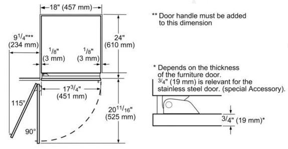 Thermador® Freedom® 17.75" Stainless Steel Handleless Freezer Column Door Panel-2