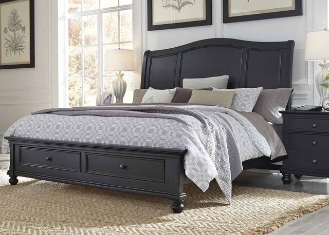 aspenhome® Oxford Rubbed Black Queen Sleigh Bed-3