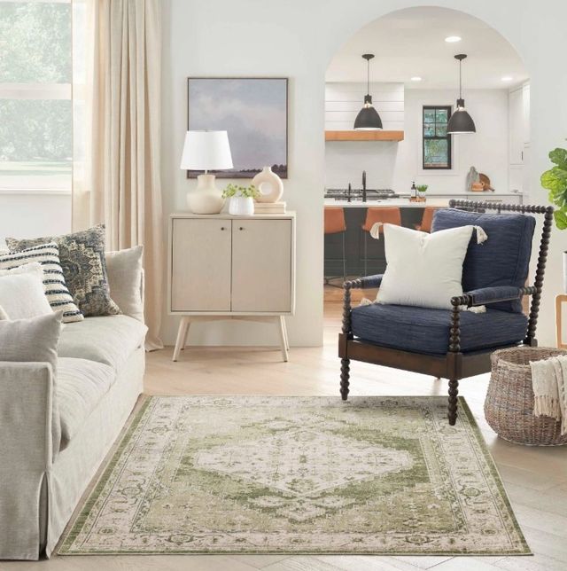 Nourison Home™ Astra Machine Washable Ivory Green 5'x7' Area Rug-1