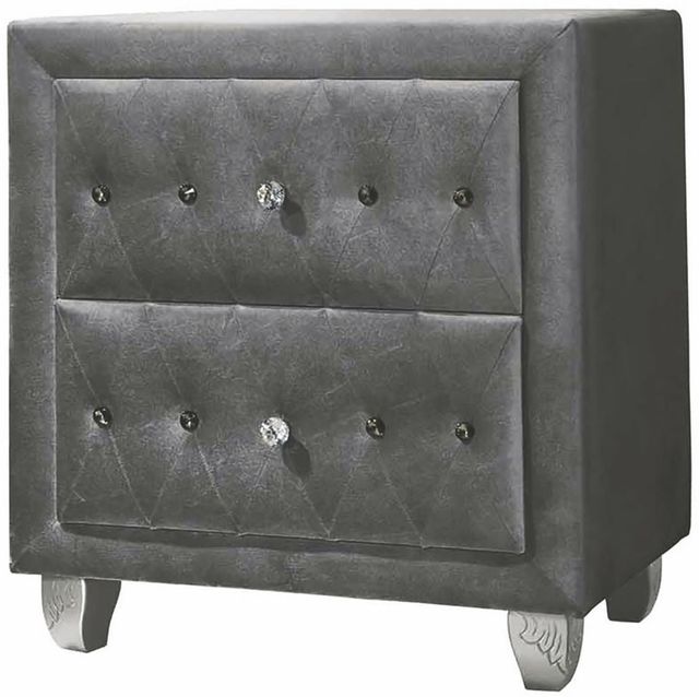 Coaster® Deanna 4-Piece Silver Grey Queen Upholstered Bedroom Set-2
