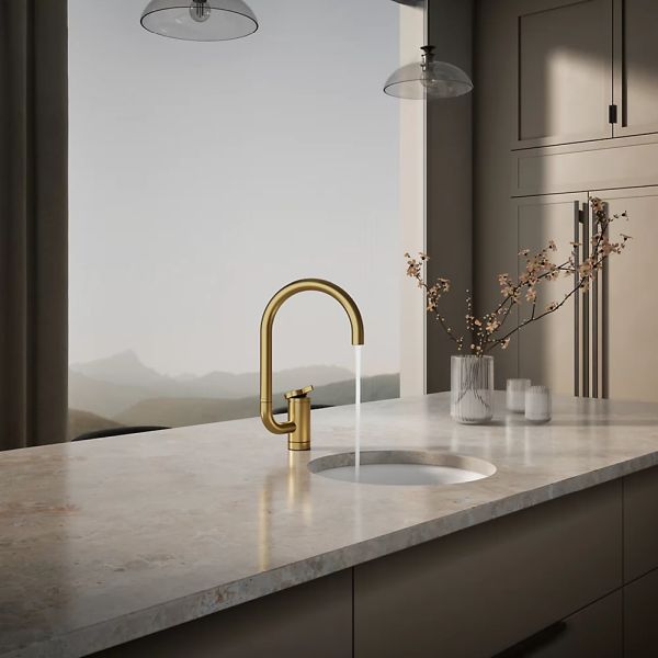 KOHLER® Components® Vibrant Brushed Moderne Brass Single-Handle Bar Sink Faucet with 2-Function Extended-Reach Spout-2