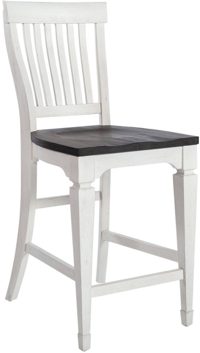 Liberty Furniture Allyson Park Charcoal/Wirebrushed White Counter Slat Back Chair-0