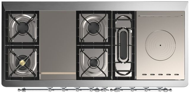 Ilve® Majestic III 60" Blue Gray Pro Style Dual Fuel Liquid Propane Range with French Top and Chrome Trim-3