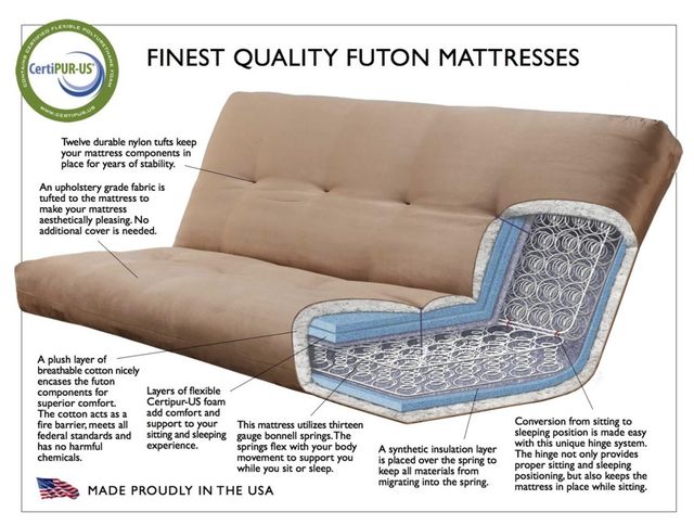 Kodiak Furniture Phoenix Linen Cocoa/Espresso Full Futon with Mattress-2
