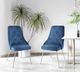 Mazin Furniture Plumeria Blue/Chrome Dining Side Chair -4