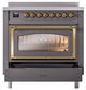 Ilve® Nostalgie II Noblesse 36'' Graphite Matte Pro Style Induction Range with Brass Trim-3