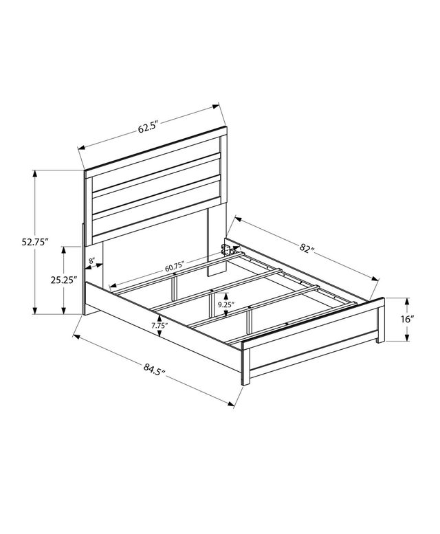 Monarch Specialties Inc. Grey Reclaimed Queen Panel Bed-2