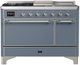Ilve® Majestic III 48" Blue Gray Pro Style Dual Fuel Natural Gas Range with 5 Black Brass Burners and Chrome Trim-0