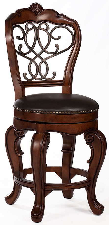 HH2 Home Burrell Brown Cherry Old Steel Swivel Counter Stool
