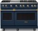 Viking® 5 Series 48" Slate Blue Pro Style Gas (LP) Range with Brushed Brass Trim-0