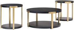 Signature Design by Ashley® Shylore 3-Piece Black Occasional Table Set with Brass Accents