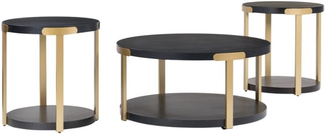 Signature Design by Ashley® Shylore 3-Piece Black Occasional Table Set with Brass Accents-0