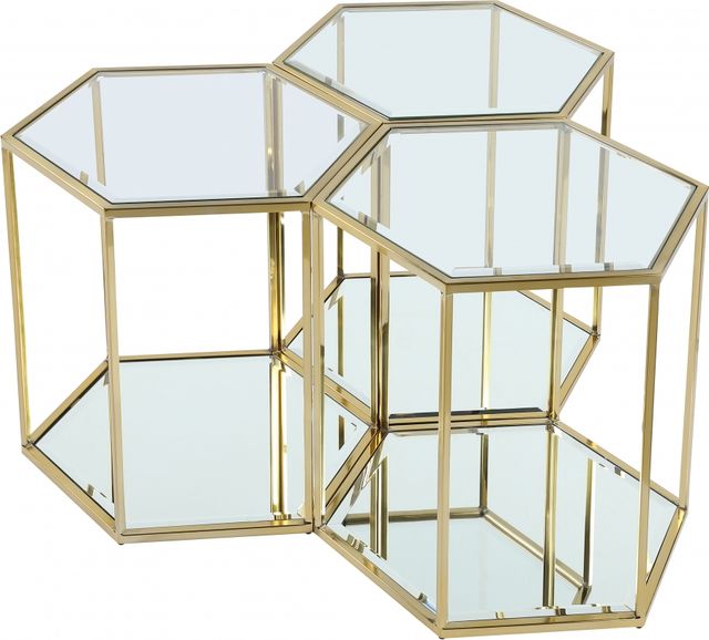 Meridian Furniture Sei 3-Piece Gold Glass Top End Table Set-0