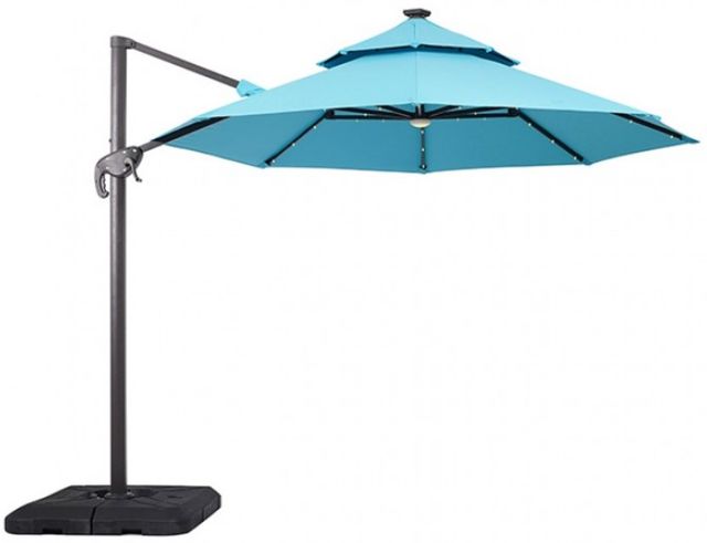 Furniture of America® Nuti Teal Aluminum/Fabric Outdoor Patio Umbrella and Base-1