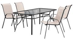 Furniture of America® Pierro 5-Piece Beige Glass/Metal Outdoor Dining Set