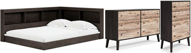 Signature Design by Ashley® Piperton 3-Piece Brown/Dark Charcoal Full Bookcase Storage Bed Set-0