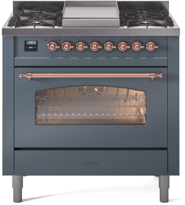 Ilve® Nostalgie II Series 36" Blue Gray Pro Style Dual Fuel Range-0