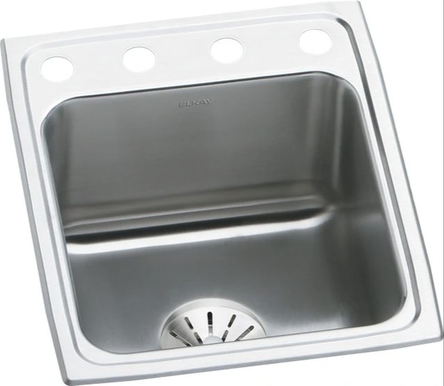 Elkay Lustertone® Classic Lustrous Satin 17" x 22" x 10-1/8" OS4-Hole Single Bowl Drop-In Sink with Perfect Drain®-0