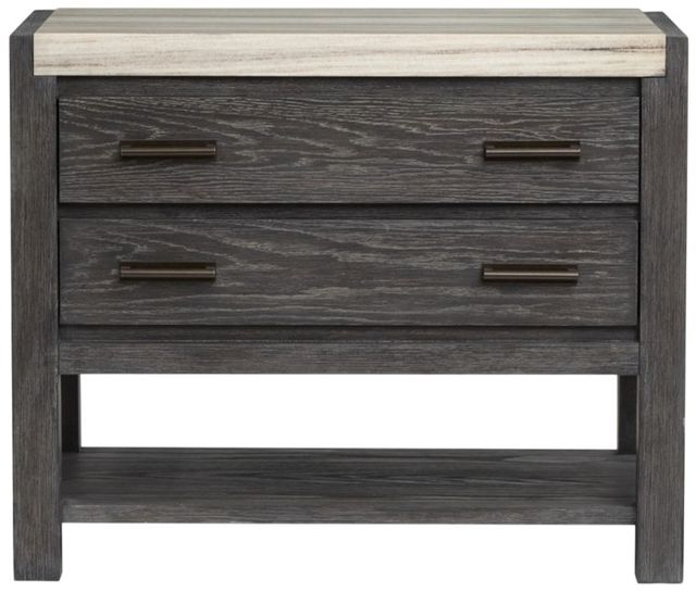 Magnussen Home® Plum Creek Ravenwood Black Open Nightstand with Marble Top-2